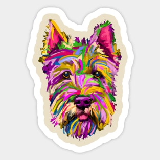 Adorable Terrier Dog Beautiful Painting Sticker